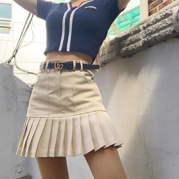 spring girls short pleated skirt preppy style beige high waist chic student pleated skirt with pockets women 2021 new, Black
spring girls short pleated skirt preppy style beige high waist chic student pleated skirt with pockets women 2021 new, Black