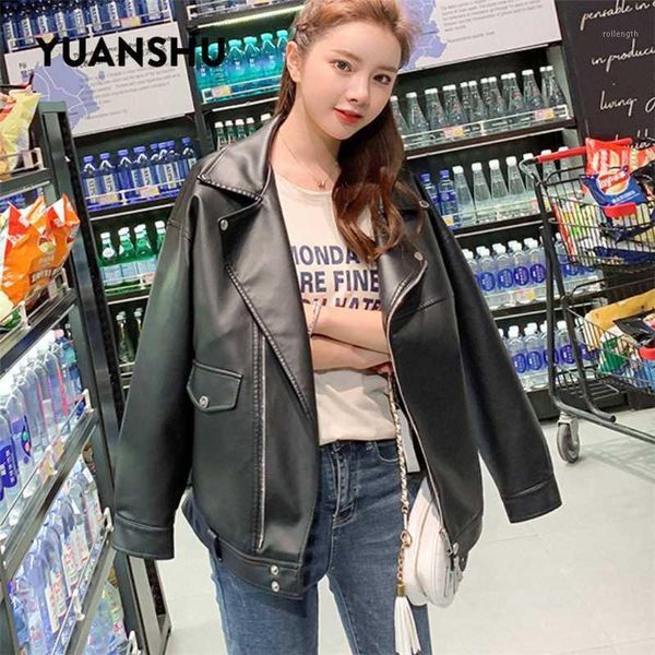 yuanshu 2020 loose motorcycle black faux leather jackets women autumn winter zipper biker jacket ladies soft pu streetwear coats1
yuanshu 2020 loose motorcycle black faux leather jackets women autumn winter zipper biker jacket ladies soft pu streetwear coats1