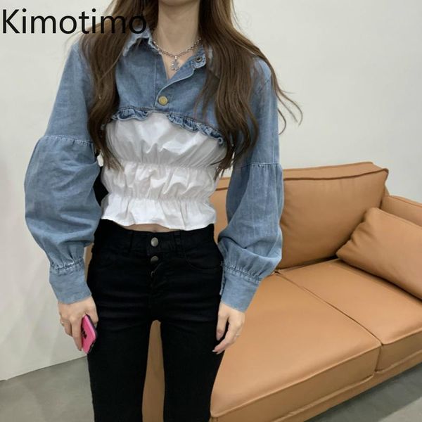 kimotimo short denim blouse women partchwork pleated long sleeve high street 2021 spring elegant blusas de mujer, White
kimotimo short denim blouse women partchwork pleated long sleeve high street 2021 spring elegant blusas de mujer, White