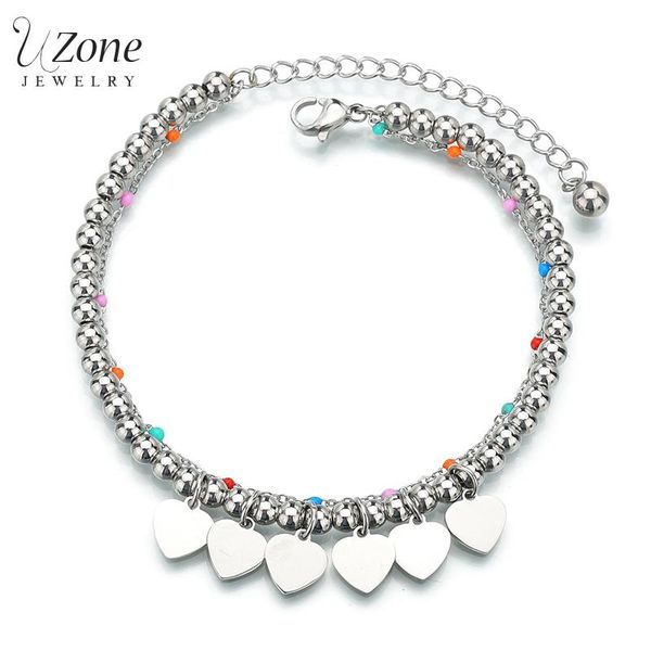 charm bracelets uzone stainless steel tiny heart bracelet double layer adjustable chain beads for women girl weddng gift pulsera, Golden;silver
charm bracelets uzone stainless steel tiny heart bracelet double layer adjustable chain beads for women girl weddng gift pulsera, Golden;silver