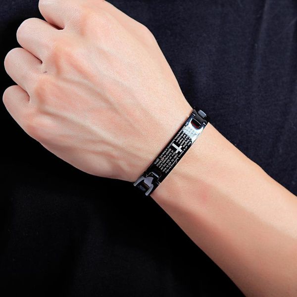 bangle gorgor trendy classic originality statement titanium steel cross bracelet religious charm gift for men jewelry 768, Black
bangle gorgor trendy classic originality statement titanium steel cross bracelet religious charm gift for men jewelry 768, Black