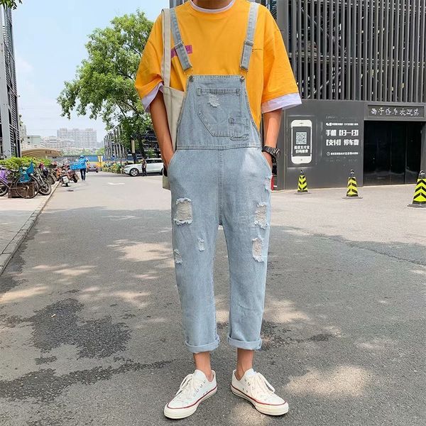 wholesale 2021 summer men's ankle length bib pants youth popular loose low waist casual teenagers ripped hole jeans, Blue
wholesale 2021 summer men's ankle length bib pants youth popular loose low waist casual teenagers ripped hole jeans, Blue