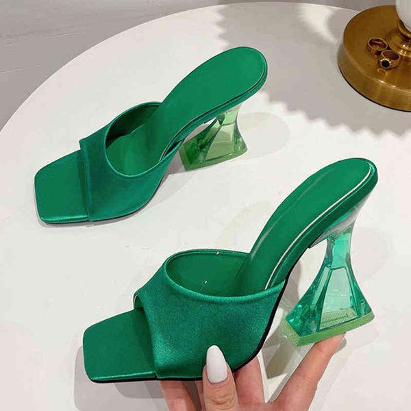 slippers summer green women s shoes silky wide band transparent strange high heels comfortable pu leather slides sandals pumps 220308, Black
slippers summer green women s shoes silky wide band transparent strange high heels comfortable pu leather slides sandals pumps 220308, Black