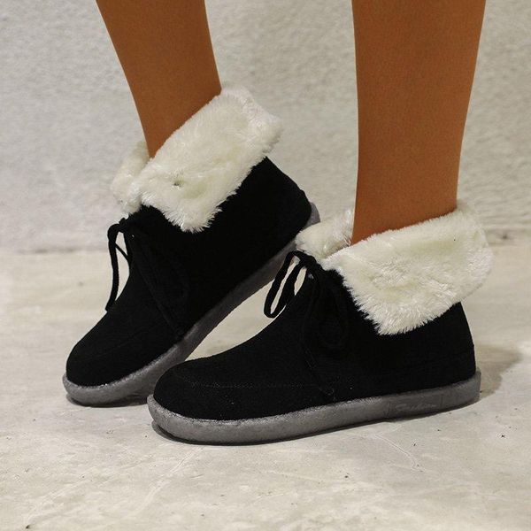 boots 2021 women winter snow warm flat plus size platform lace up ladies women's shoes flock fur suede ankle female, Black
boots 2021 women winter snow warm flat plus size platform lace up ladies women's shoes flock fur suede ankle female, Black