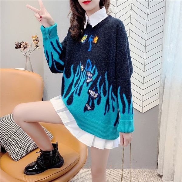 2021 new lazy autumn versatile temperament geared sweet embroidered butterfly sweater female flame 3bc7, White;black
2021 new lazy autumn versatile temperament geared sweet embroidered butterfly sweater female flame 3bc7, White;black