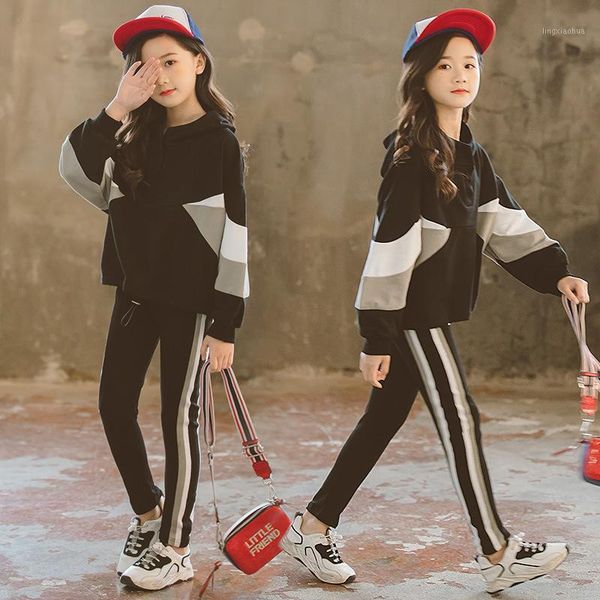 fashion girls clothing set hooded sport set for teenagers striped black tracksuit children clothes 2020 korean kids clothes1, White
fashion girls clothing set hooded sport set for teenagers striped black tracksuit children clothes 2020 korean kids clothes1, White