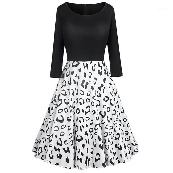 casual dresses women spring leopard print o-neck dress seven-point sleeve high waist big swing a-line patchwork femme jupe mz33621, Black;gray
casual dresses women spring leopard print o-neck dress seven-point sleeve high waist big swing a-line patchwork femme jupe mz33621, Black;gray