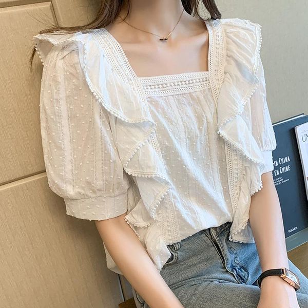 women's blouses & shirts korean fashion square collar lace summer retro white blouse short-sleeved ruffled women shirt blusa feminina
women's blouses & shirts korean fashion square collar lace summer retro white blouse short-sleeved ruffled women shirt blusa feminina