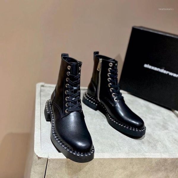 leather runway design genuine leather metal studded ankle boots lace up thick heel punk boots women patent1, Black
leather runway design genuine leather metal studded ankle boots lace up thick heel punk boots women patent1, Black