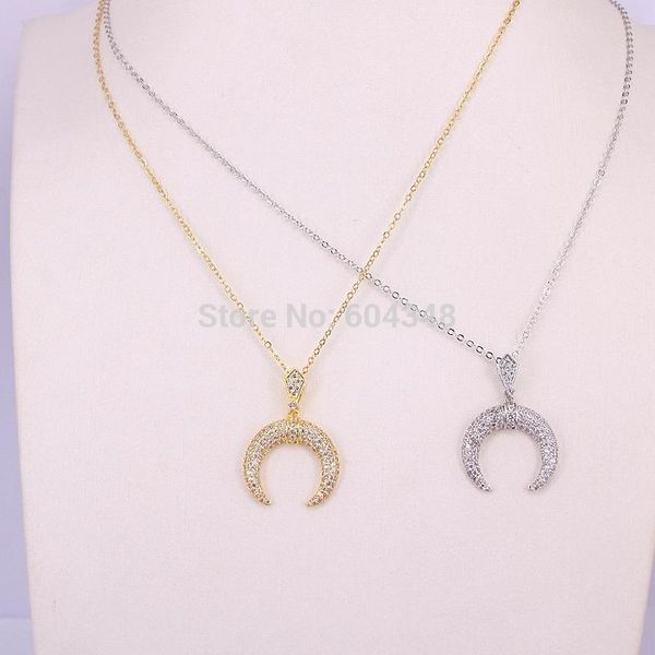 pendant necklaces 5 strands zyunz white cz micro pave cubic zirconia double horn crescent necklace, fashion gold chain necklace, Silver
pendant necklaces 5 strands zyunz white cz micro pave cubic zirconia double horn crescent necklace, fashion gold chain necklace, Silver