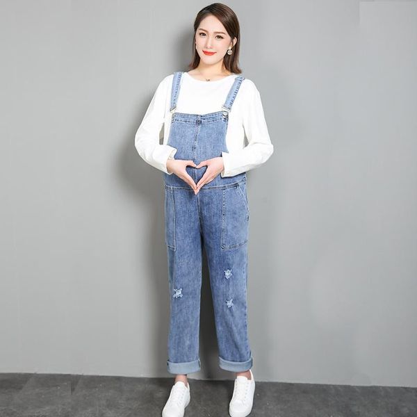 pregnant women's bib denim spring and summer nine points to wear loose plus size 200 kg thin pregnant women plus size pants, White
pregnant women's bib denim spring and summer nine points to wear loose plus size 200 kg thin pregnant women plus size pants, White