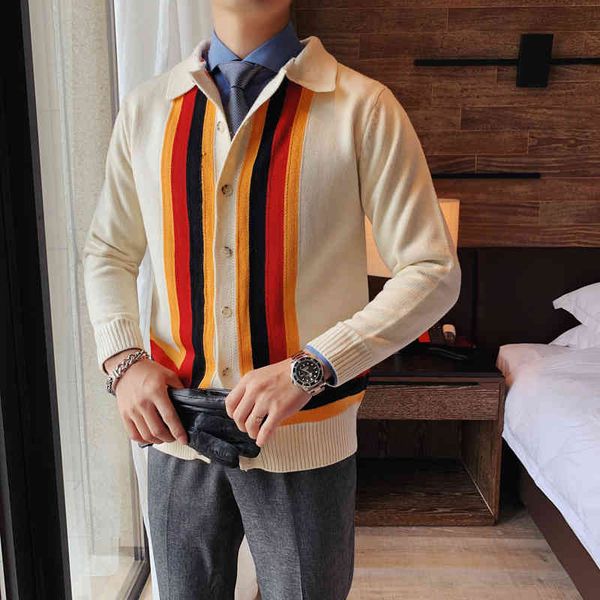 sweaters high men's quality sweater coats fashion long sleeve striped cardigan men all match turn down collar slim fit pull homme 2colo, White;black
sweaters high men's quality sweater coats fashion long sleeve striped cardigan men all match turn down collar slim fit pull homme 2colo, White;black