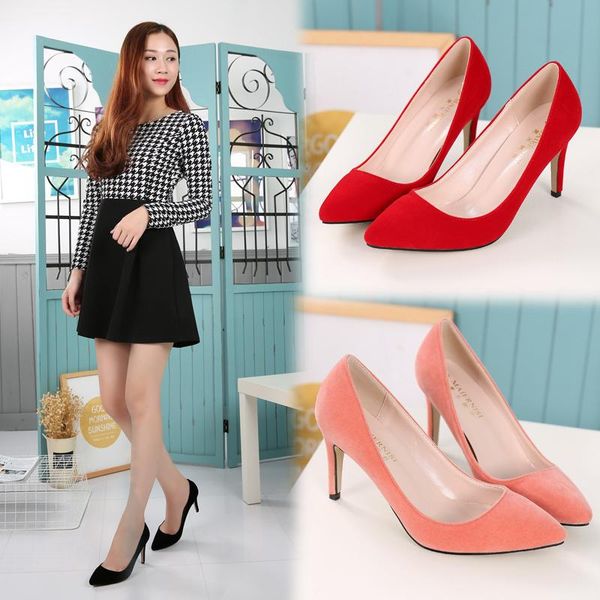 dress shoes 8cm high heeled thin shallow pointed toe flock pumps 3 inches fetish all match trend models party fashion women, Black
dress shoes 8cm high heeled thin shallow pointed toe flock pumps 3 inches fetish all match trend models party fashion women, Black