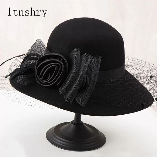 2019 elegant women wool felt fedora wide brim hat cloche bowler autumn winter church hats chapeau femme caps wine red black c0123, Blue;gray
2019 elegant women wool felt fedora wide brim hat cloche bowler autumn winter church hats chapeau femme caps wine red black c0123, Blue;gray