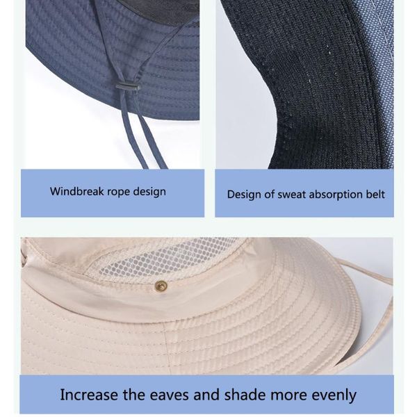 men windproof with strap climbing sports outdoor fishing hunting breathable mountaineering sun hat uv protection bucket soft, Blue;gray
men windproof with strap climbing sports outdoor fishing hunting breathable mountaineering sun hat uv protection bucket soft, Blue;gray