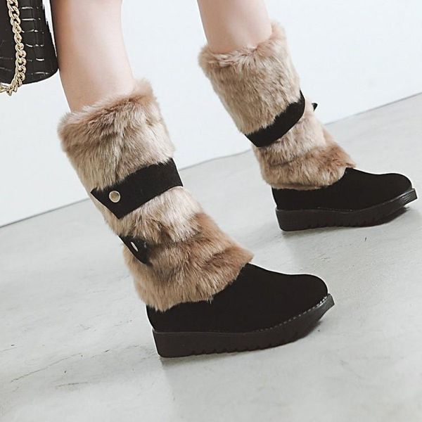 pxelena korean comfort casual mid calf snow boots women round toe flock faux fur flat winter warm snow boots 2020 female 34-43, Black 
pxelena korean comfort casual mid calf snow boots women round toe flock faux fur flat winter warm snow boots 2020 female 34-43, Black