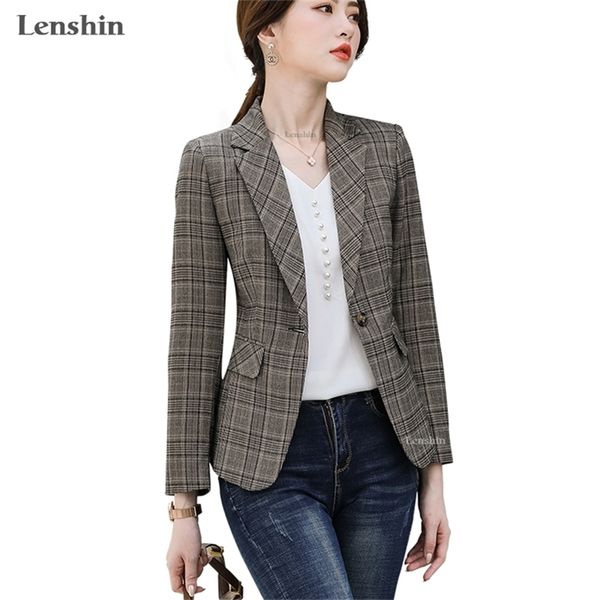 lenshin keep slim plaid jacket with two pockets long sleeve women elegant blazer fashion work wear office lady coat outwear y201026, White;black
lenshin keep slim plaid jacket with two pockets long sleeve women elegant blazer fashion work wear office lady coat outwear y201026, White;black