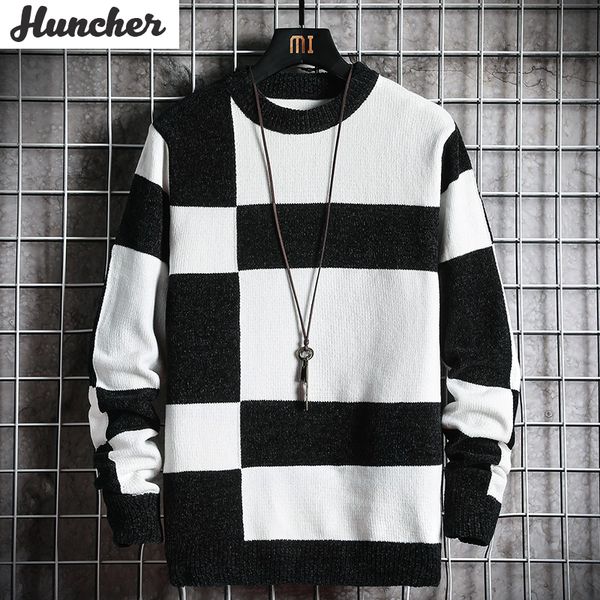 huncher mens knitted sweater men 2020 autumn winter oversized patchwork knit pullover korean fashion vintage sweaters for men, White;black
huncher mens knitted sweater men 2020 autumn winter oversized patchwork knit pullover korean fashion vintage sweaters for men, White;black
