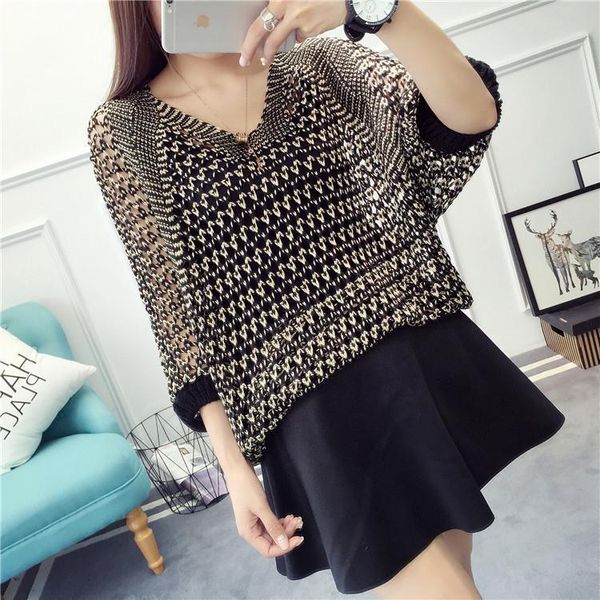 2021 summer new women long sleeve v neck hollow out striped pullovers sweaters casual loose sweater blusas, White;black
2021 summer new women long sleeve v neck hollow out striped pullovers sweaters casual loose sweater blusas, White;black