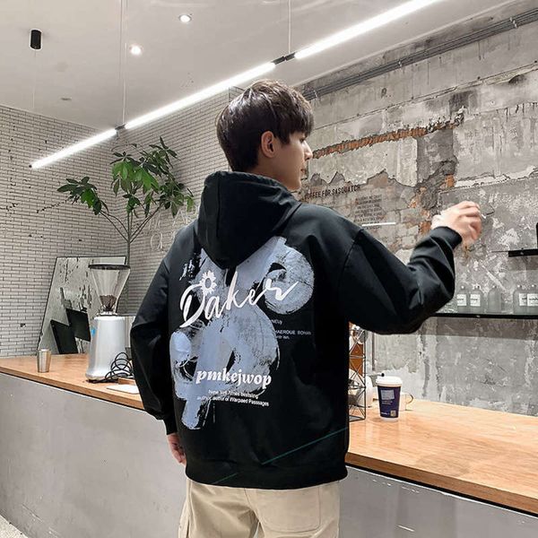 hooded autumn new men's fashion personality loose youth college sports sweater, Gray
hooded autumn new men's fashion personality loose youth college sports sweater, Gray