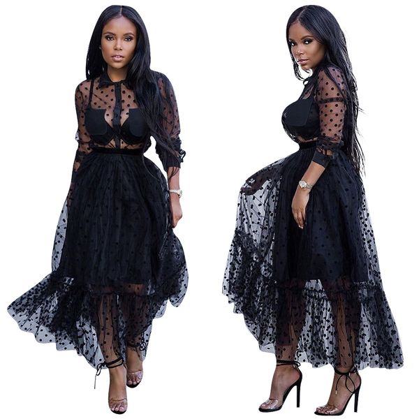 black polk dot mesh charming women party dresses turn down neck long sleeves see through a line nightclub casual dress ankle length, Black;gray
black polk dot mesh charming women party dresses turn down neck long sleeves see through a line nightclub casual dress ankle length, Black;gray