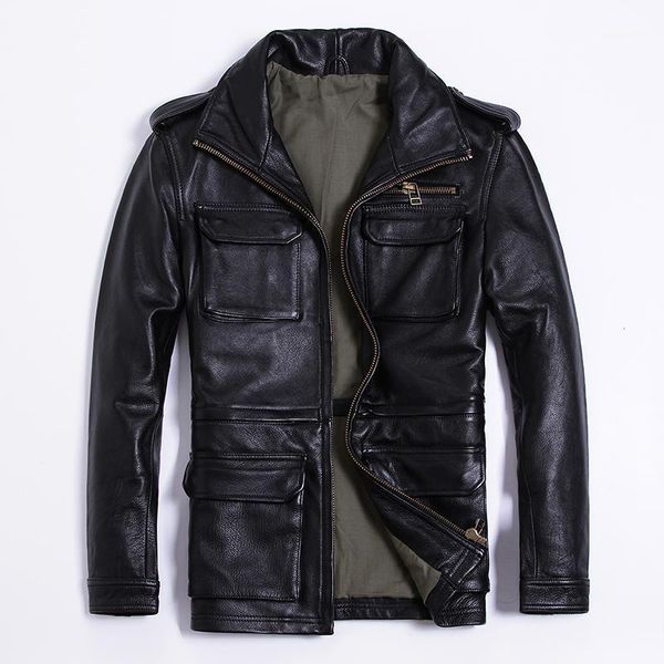 2020 men's classic m65 jacket militaly genuine leather jacket man multi-pockets thicken cowhide leather coat for men1, Black
2020 men's classic m65 jacket militaly genuine leather jacket man multi-pockets thicken cowhide leather coat for men1, Black
