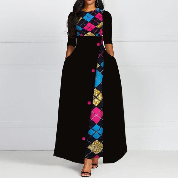 2021 black female summer long stylish african office ladies vintage robe the line dress plus size j4co, Black;gray
2021 black female summer long stylish african office ladies vintage robe the line dress plus size j4co, Black;gray