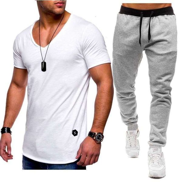 fashion 2020 new men's sportswear suit v-neck t-shirt + casual sports pants, Gray
fashion 2020 new men's sportswear suit v-neck t-shirt + casual sports pants, Gray