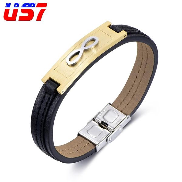 us7 infinity symbol stainless steel genuine leather bracelet vintage wrap tribal braided knot bracelets bangles for men jewelry, Golden;silver
us7 infinity symbol stainless steel genuine leather bracelet vintage wrap tribal braided knot bracelets bangles for men jewelry, Golden;silver