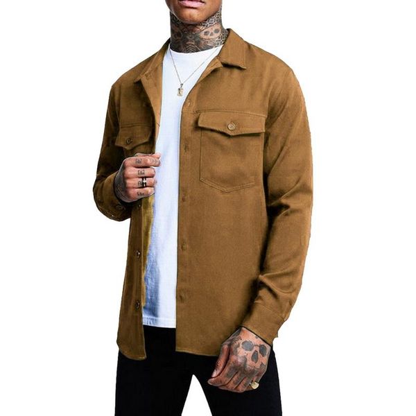 men's casual shirts fashion solid color blouses 2021 spring mens chest pockets buttons turn down collar long sleeve outerwear, White;black
men's casual shirts fashion solid color blouses 2021 spring mens chest pockets buttons turn down collar long sleeve outerwear, White;black