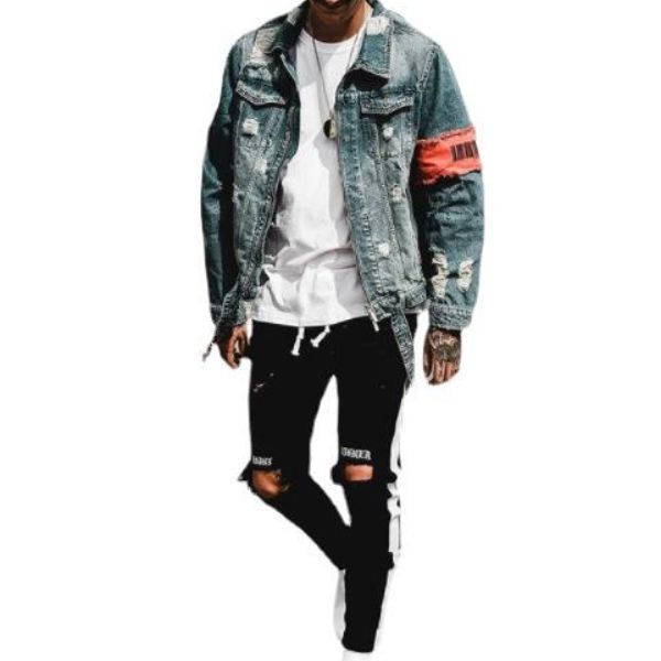 men's jeans street style elastic small feet hand worn embroidery fashion jeans, Blue
men's jeans street style elastic small feet hand worn embroidery fashion jeans, Blue