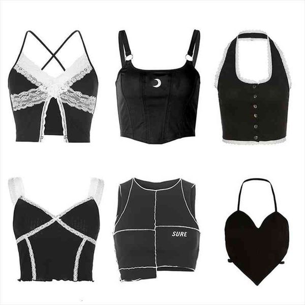 black corset cute spaghetti strap crop fashion high street summer women cami 90s y2k aesthetic camisole, White
black corset cute spaghetti strap crop fashion high street summer women cami 90s y2k aesthetic camisole, White
