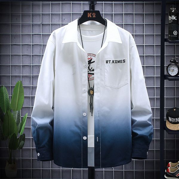 autumn solid color men's long sleeve korean fashion cool coat loose casual couple gradient shirt, White;black
autumn solid color men's long sleeve korean fashion cool coat loose casual couple gradient shirt, White;black