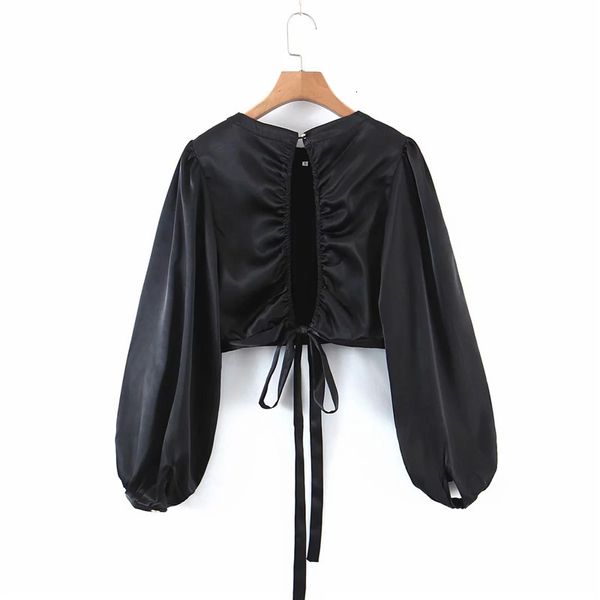 new 2021 women black satin crop female backless tied hem chic woman blouse elegant puff long sleeve d1ds, White
new 2021 women black satin crop female backless tied hem chic woman blouse elegant puff long sleeve d1ds, White
