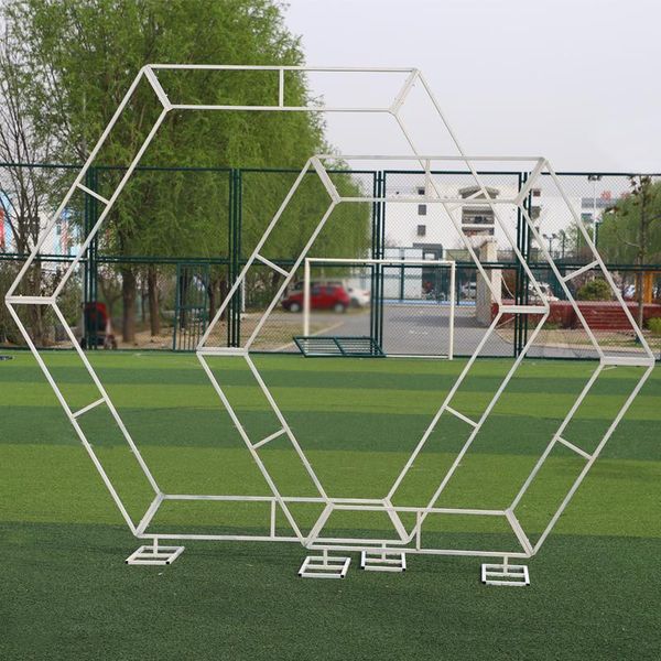 New wedding props hexagonal arch wedding diamond iron arch shelf stage decoration white gold background frame window display
New wedding props hexagonal arch wedding diamond iron arch shelf stage decoration white gold background frame window display