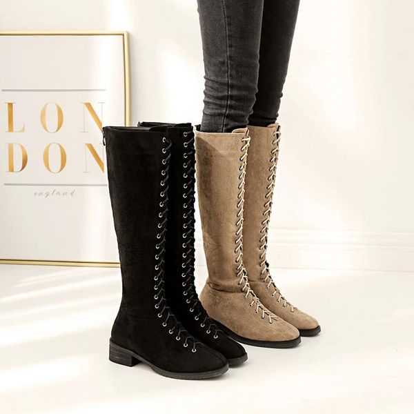 boots round toe flock fashion low square heel over-the-knee long for women casual lace-up autumn winter shoes, Black
boots round toe flock fashion low square heel over-the-knee long for women casual lace-up autumn winter shoes, Black