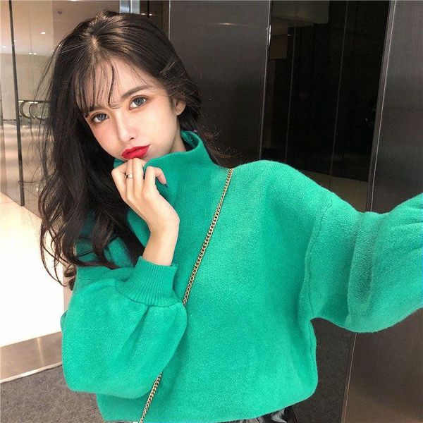 women's sweaters korean autumn and winter knitted solid lantern long sleeve loose turtleneck pullovers women fashion streetwear 2021, White;black
women's sweaters korean autumn and winter knitted solid lantern long sleeve loose turtleneck pullovers women fashion streetwear 2021, White;black