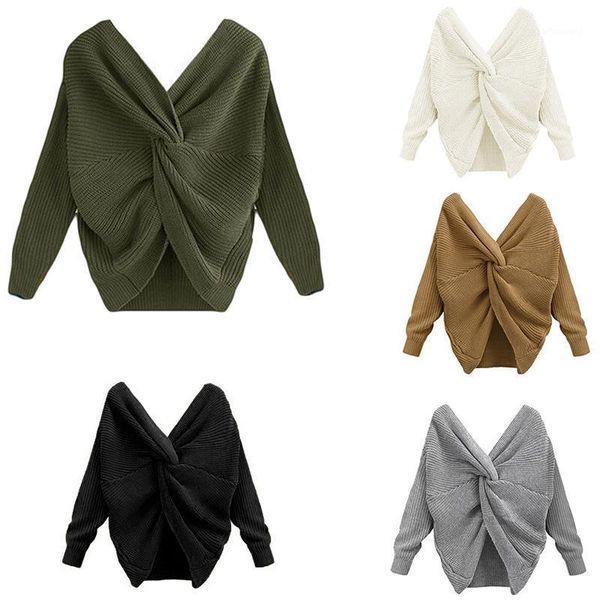 autumn women crossed knotted back sweater women v-neck open back cross knotting long sleeve sweater pullovers1, White;black
autumn women crossed knotted back sweater women v-neck open back cross knotting long sleeve sweater pullovers1, White;black