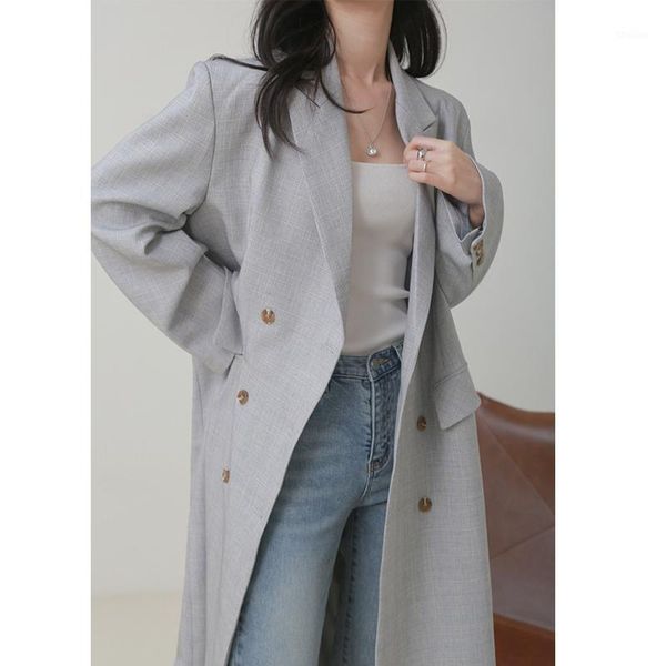 women's suits & blazers vintage plaid blazer women double breasted oversized jacket office lady notched collar long mujer coat, White;black
women's suits & blazers vintage plaid blazer women double breasted oversized jacket office lady notched collar long mujer coat, White;black