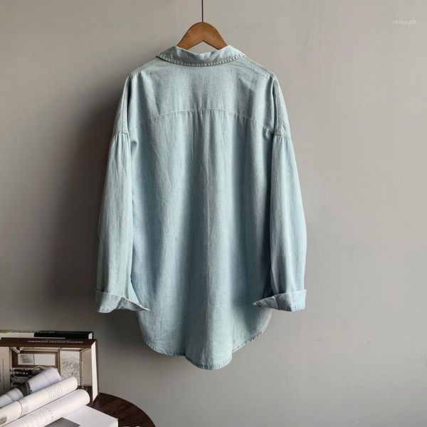2020 denim turn down collar spring womens and blouses loose style women shirts blusas1, White
2020 denim turn down collar spring womens and blouses loose style women shirts blusas1, White