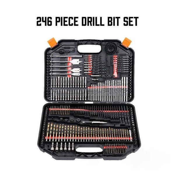 246 piece drill bit set tool combination set woodworking flat bit drill cement drill hole opener