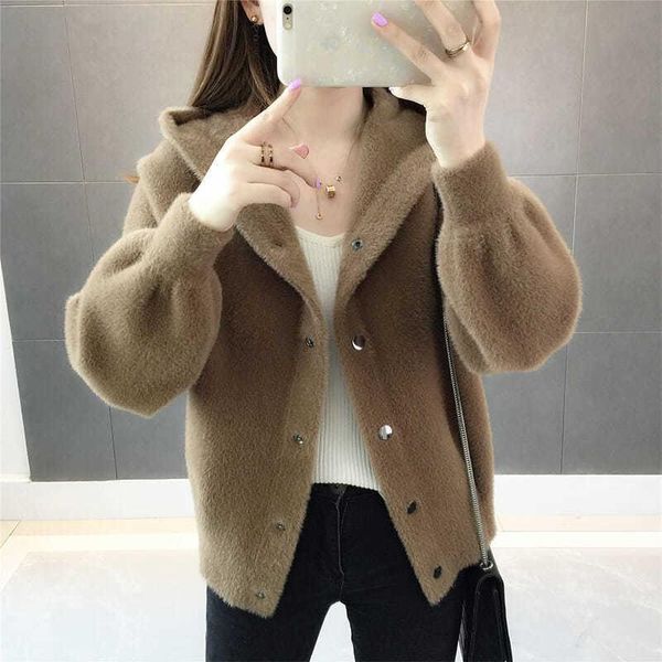 autumn and winter hooded faux mink coat knitted cardigan women's loose outside very fairy sweater coat, Black;brown
autumn and winter hooded faux mink coat knitted cardigan women's loose outside very fairy sweater coat, Black;brown