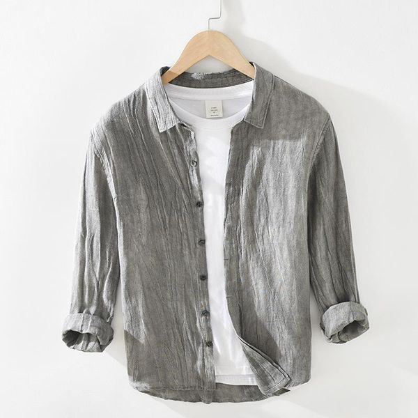 men's casual shirts 2021 spring men's retro crumpled linen shirt long-sleeved youth loose concealed button old square collar 19101, White;black
men's casual shirts 2021 spring men's retro crumpled linen shirt long-sleeved youth loose concealed button old square collar 19101, White;black