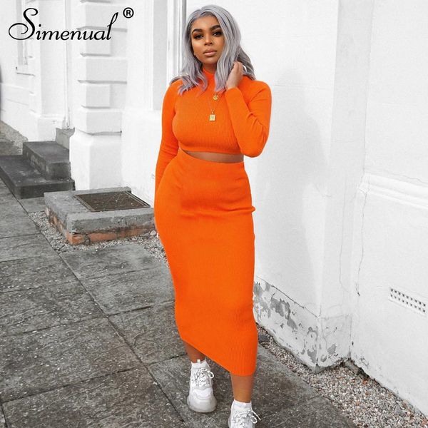 simenual solid fashion women two piece sets autumn ribbed long sleeve outfits casual slim crop and skirt set y200110, White
simenual solid fashion women two piece sets autumn ribbed long sleeve outfits casual slim crop and skirt set y200110, White