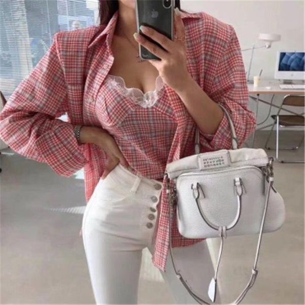 women's blouses & shirts plaid two-piece female spring fall vintage loose lace hanging shoulder pads shirt jackets women clothing, White
women's blouses & shirts plaid two-piece female spring fall vintage loose lace hanging shoulder pads shirt jackets women clothing, White