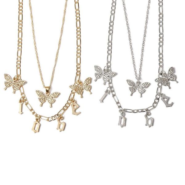 european and american simple butterfly letter love necklace for women multi layer animal personality jewelry, Silver
european and american simple butterfly letter love necklace for women multi layer animal personality jewelry, Silver
