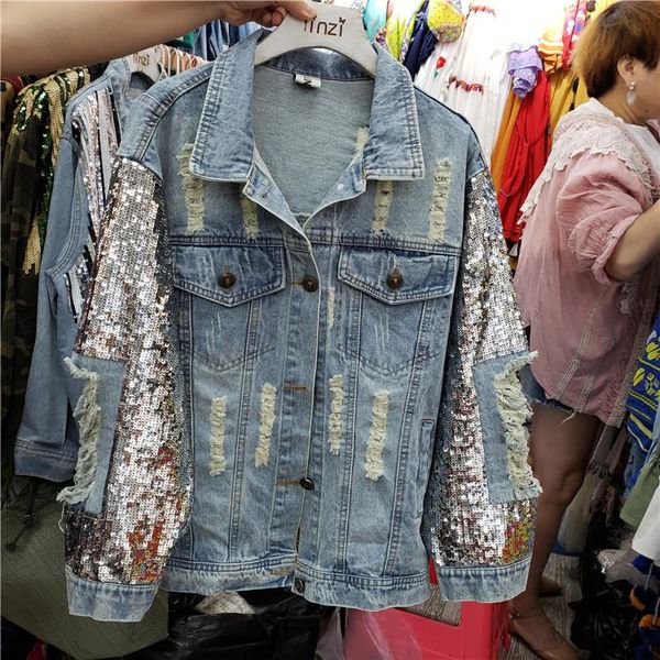 2020 autumn sequins patch denim coat ladies harajuku broken holes sequins loose gloria jean jeacket streetwear denim jackets, Black;brown
2020 autumn sequins patch denim coat ladies harajuku broken holes sequins loose gloria jean jeacket streetwear denim jackets, Black;brown