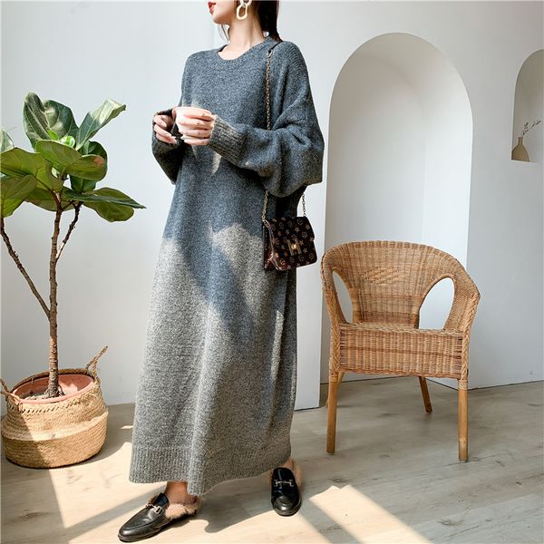 deat 2020 new round neck full sleeves knits pullover loose long big size cashmere female sweater dress lj200908, White;black
deat 2020 new round neck full sleeves knits pullover loose long big size cashmere female sweater dress lj200908, White;black