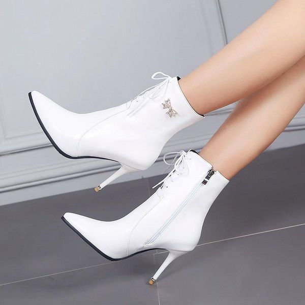 2020 winter crystal rhinestone butterfly-knot ladies lace up high heel ankle boots party wedding shoes big size 43, Black
2020 winter crystal rhinestone butterfly-knot ladies lace up high heel ankle boots party wedding shoes big size 43, Black