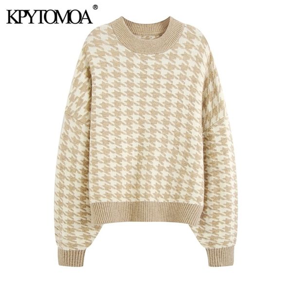 kpytomoa women fashion oversized jumper houndstooth knitted sweaters vintage long sleeve loose female pullovers chic 201222, White;black
kpytomoa women fashion oversized jumper houndstooth knitted sweaters vintage long sleeve loose female pullovers chic 201222, White;black